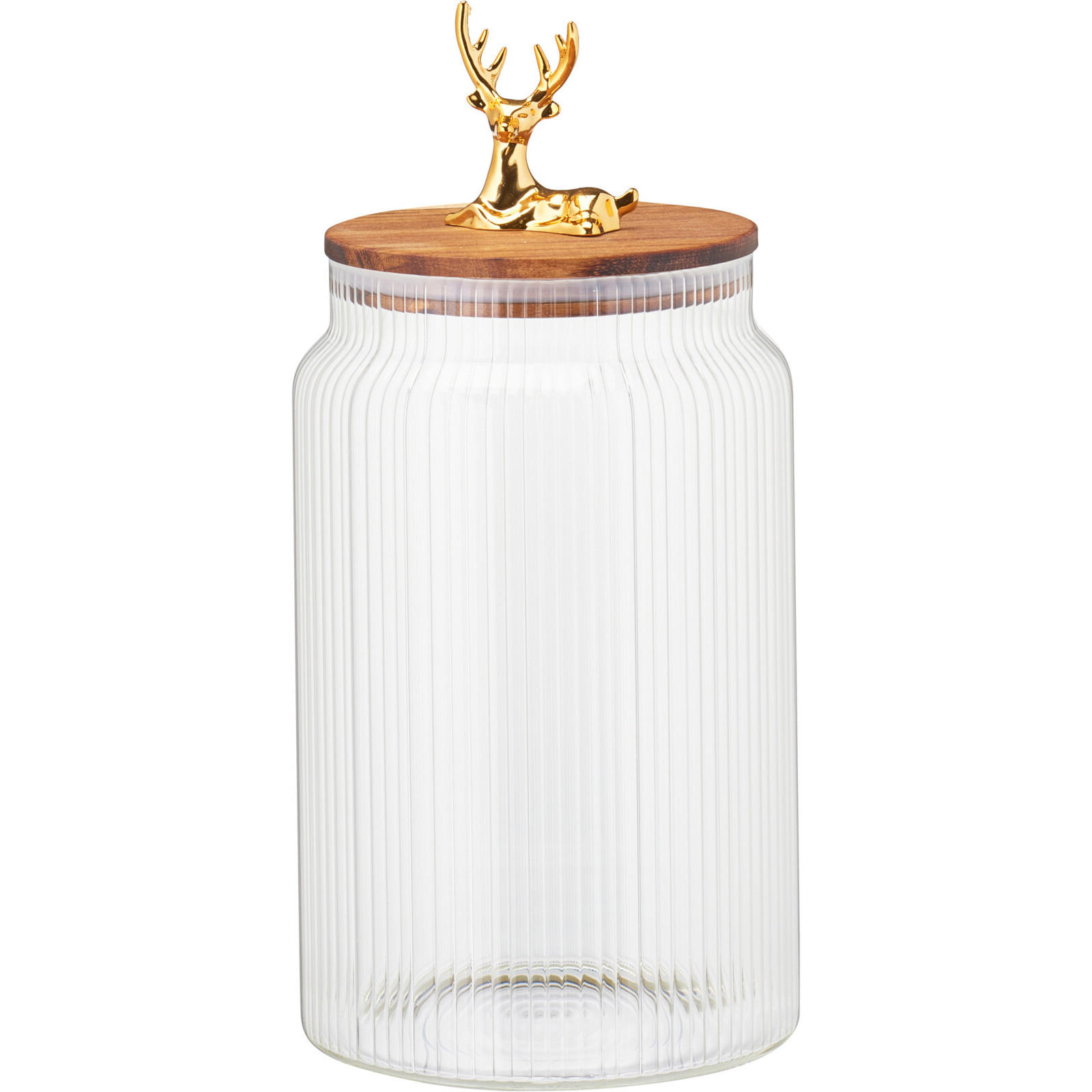 GLASBEHÄLTER Hirschdeckel 1600 ml - Transparent, Glas (12/19.5/12cm) - Home Styling Collection