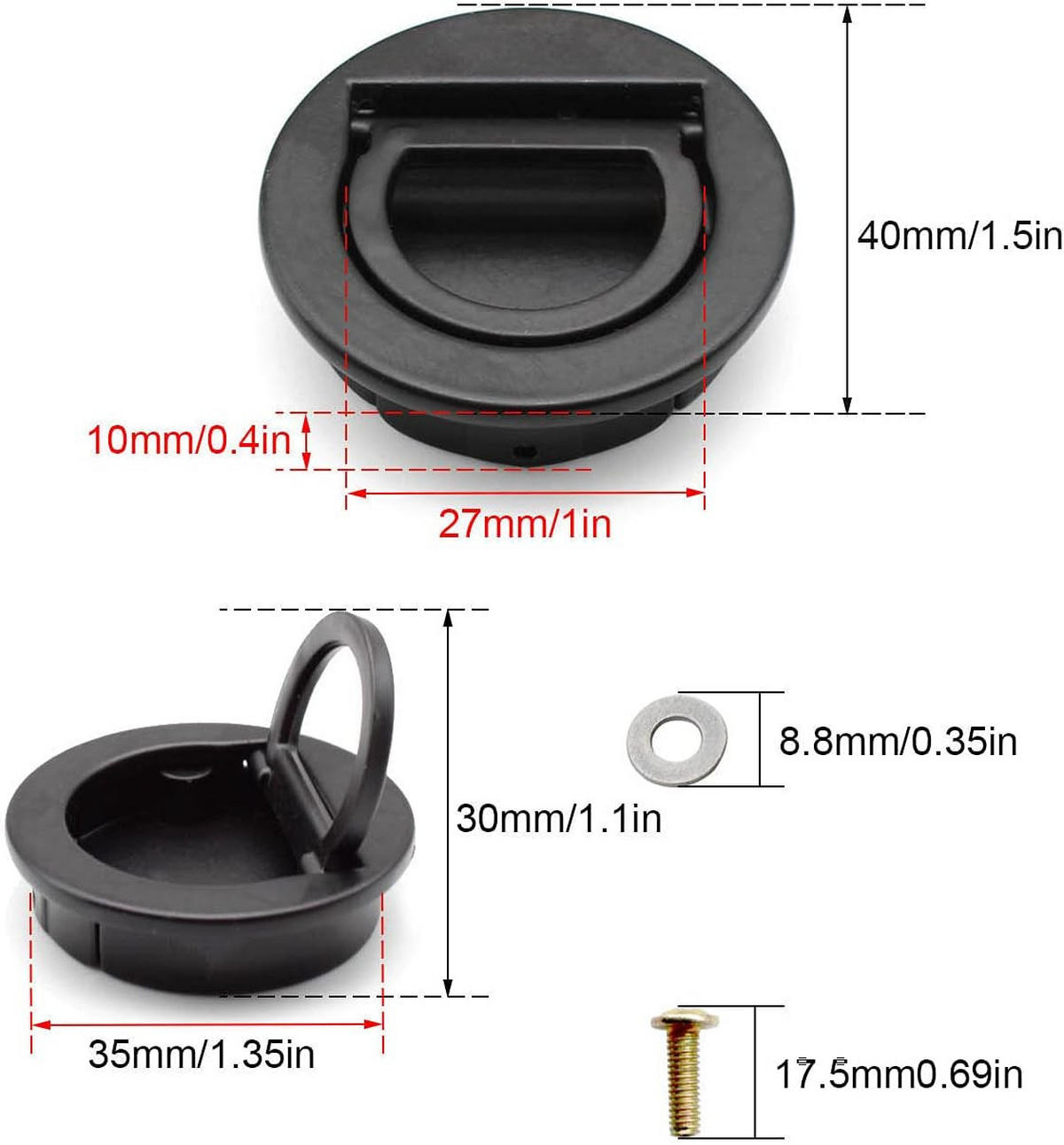 MÖBELGRIFF 2er-Set - Schwarz, Metall (0.4/1/0.4cm)