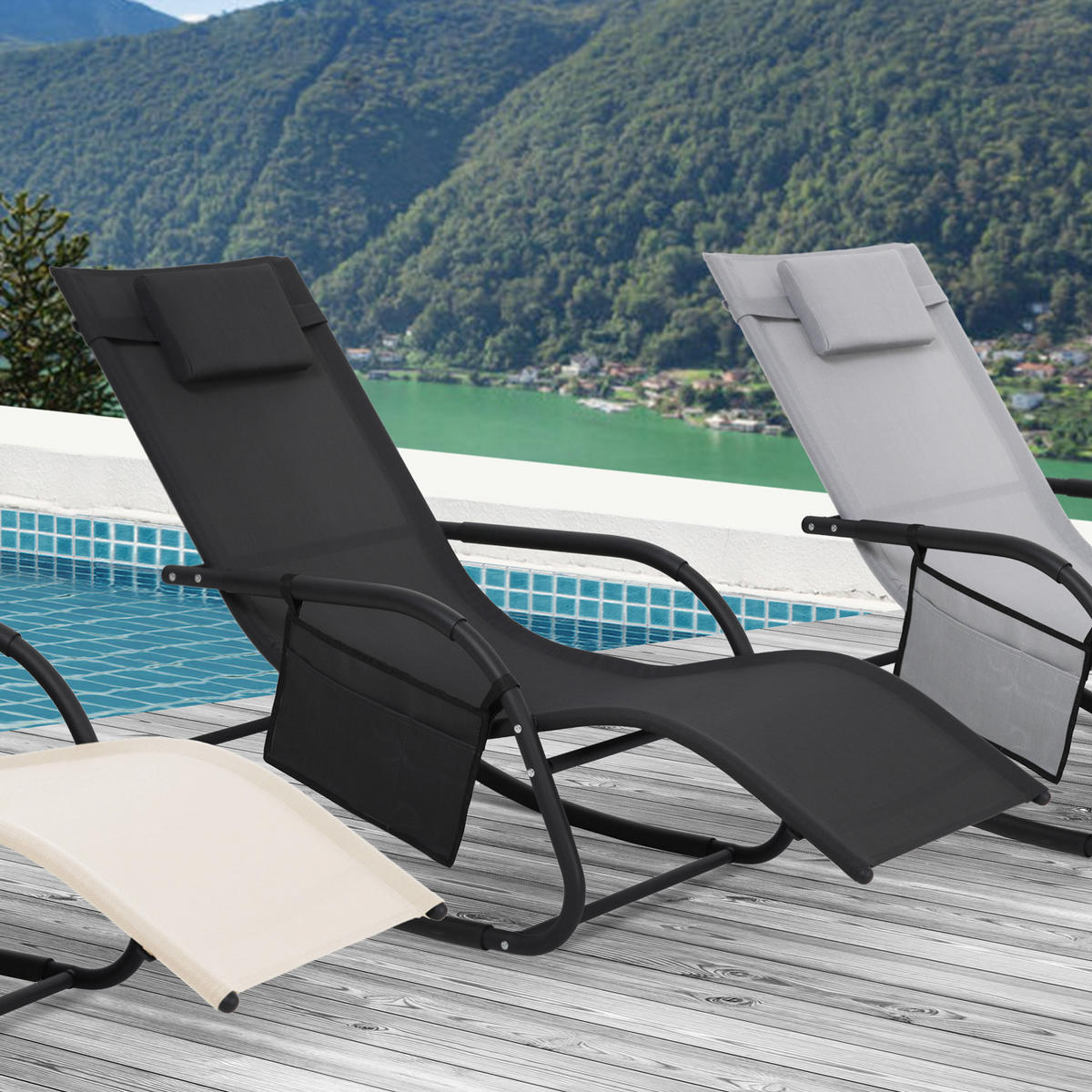 SCHAUKELLIEGE Fjon Deluxe Schwarz - Schwarz, Metall (62/82/176cm) - SVITA