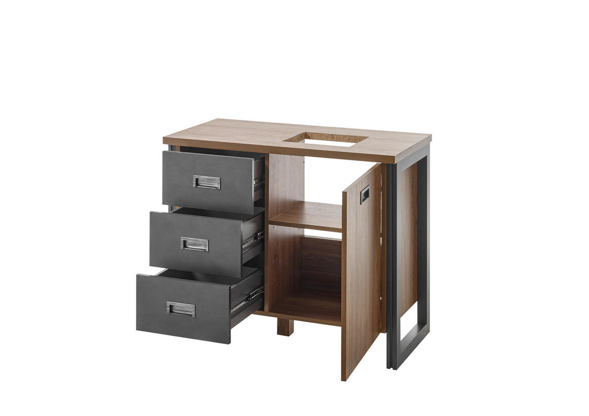 WASCHTISCH I12 Stirling Oak & Matera 91/75/40 cm - Eichefarben, Holzwerkstoff (91/75/40cm) - Livojo