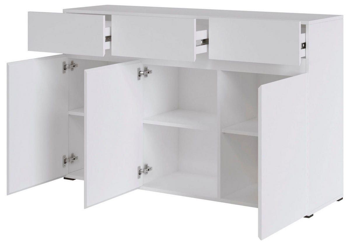 SIDEBOARD Rimini weiß 135 / 40 / 86cm - Weiß, Holzwerkstoff (135/86/40cm) - Feldmann-Wohnen