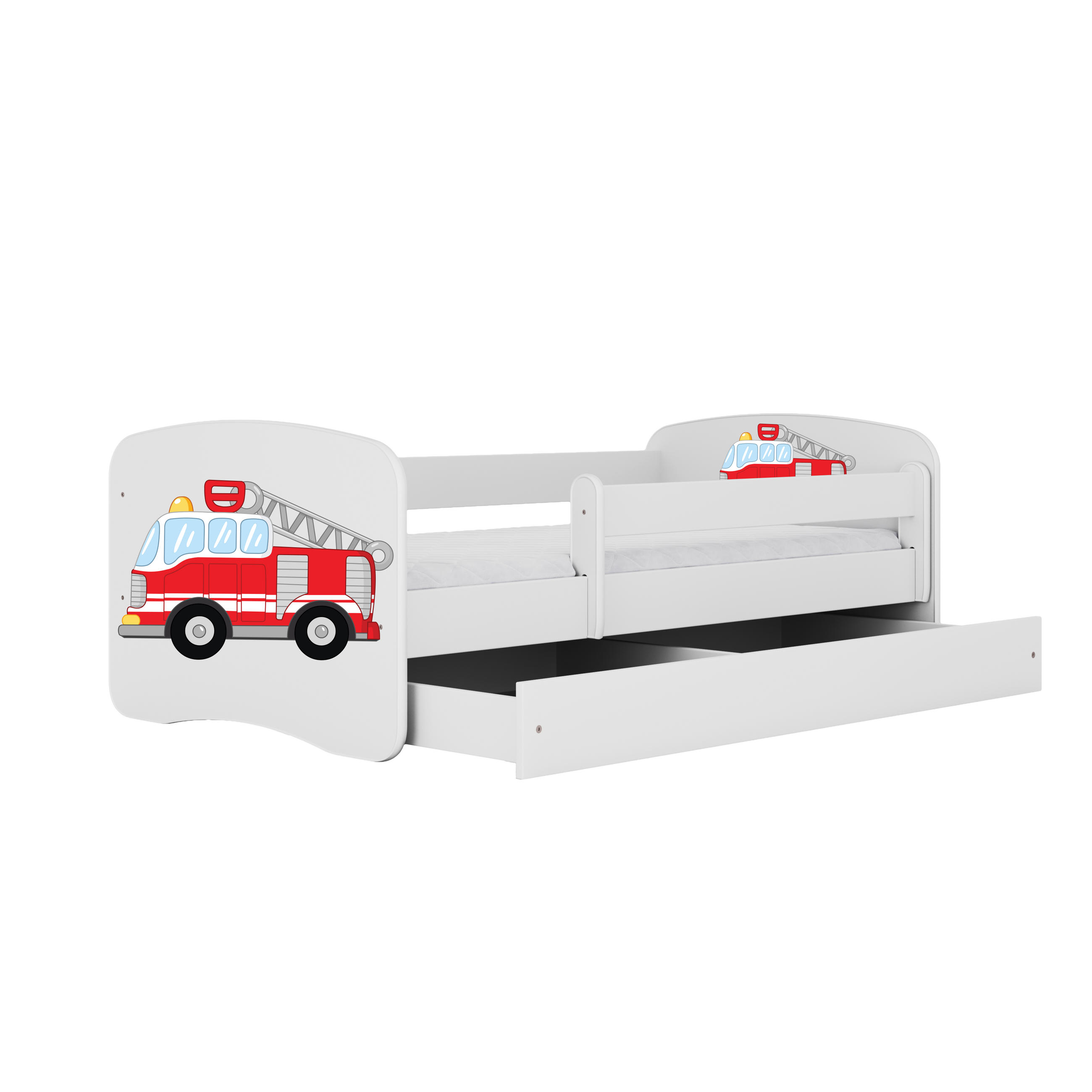 KINDERBETT Löschzug mit Schublade 180/80 90/61/184 - Weiß, Holzwerkstoff (90/180cm) - RAUMHIRSCH FURNITURE