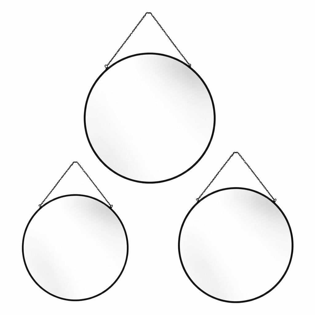 SPIEGEL Alexia 3er Set schwarz 28/3/28 cm Glas - Schwarz, Metall (28/28/3cm) - Mondex