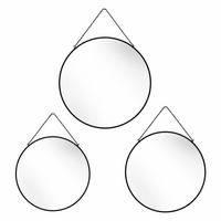 SPIEGEL Alexia 3er Set schwarz 28/3/28 cm Glas - Schwarz, Metall (28/28/3cm) - Mondex