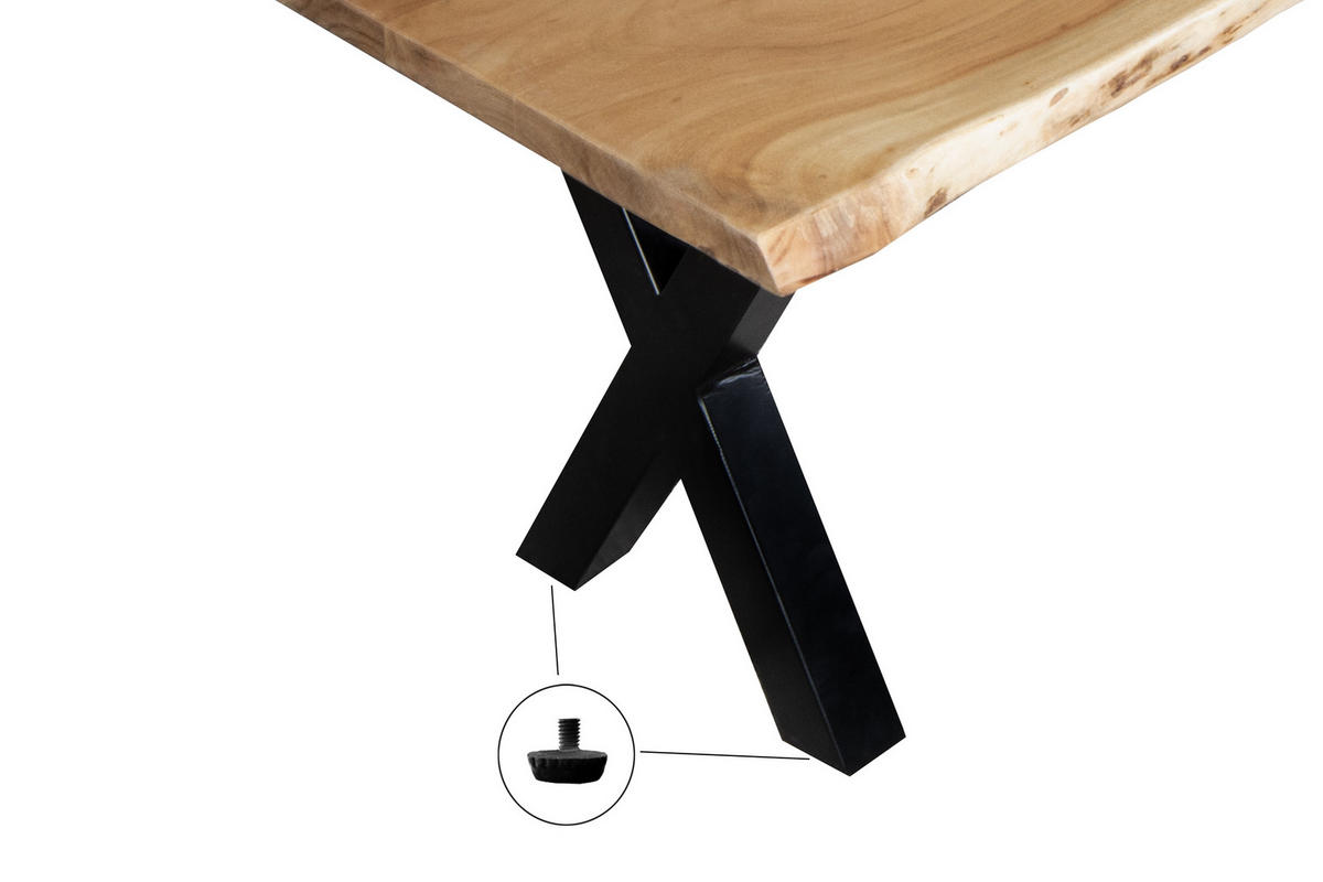SITZBANK NOAH - Beige/Schwarz, Holz/Metall (160/45/42cm) - SAM