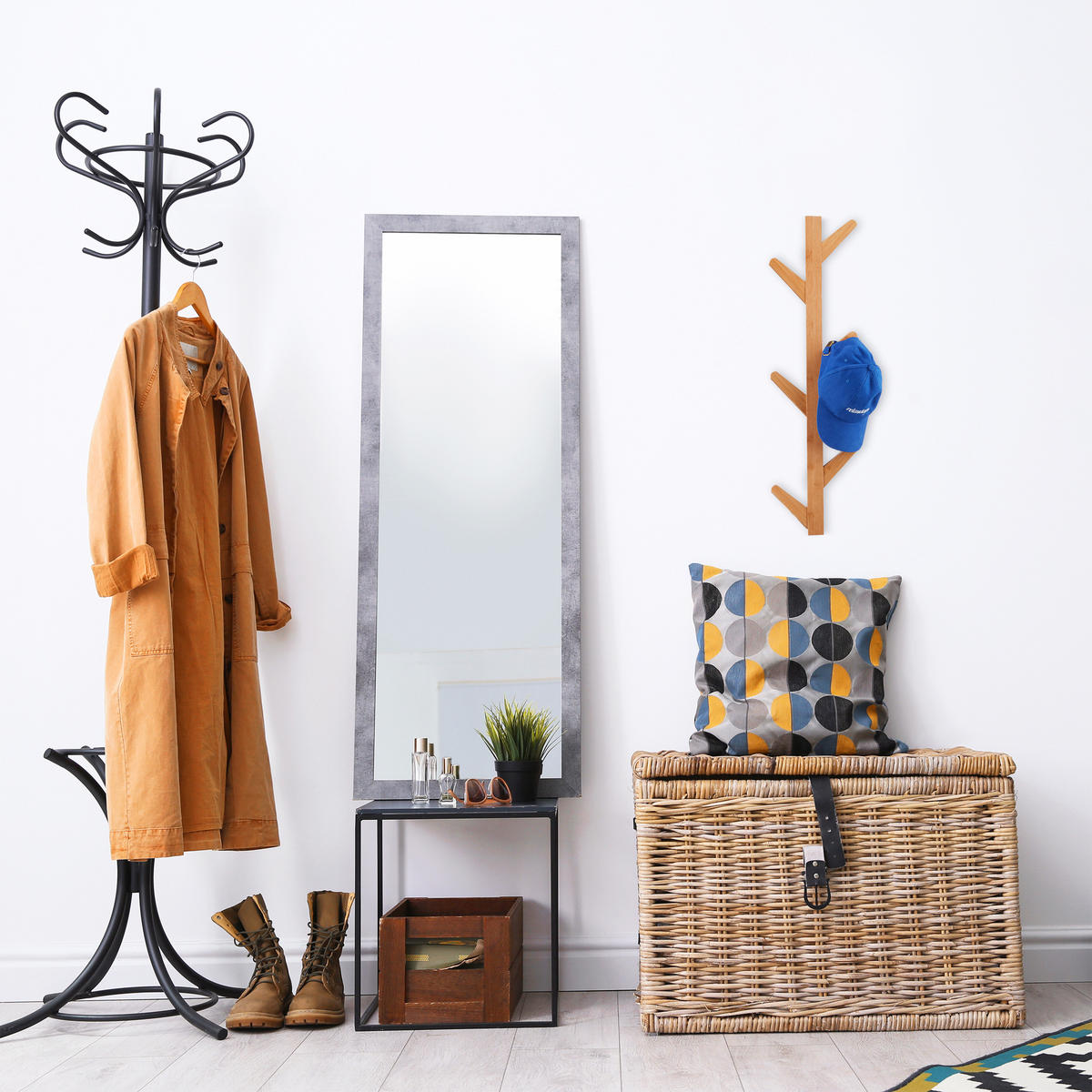 WANDGARDEROBE - Hellbraun, Holz (22/78/7cm) - Relaxdays
