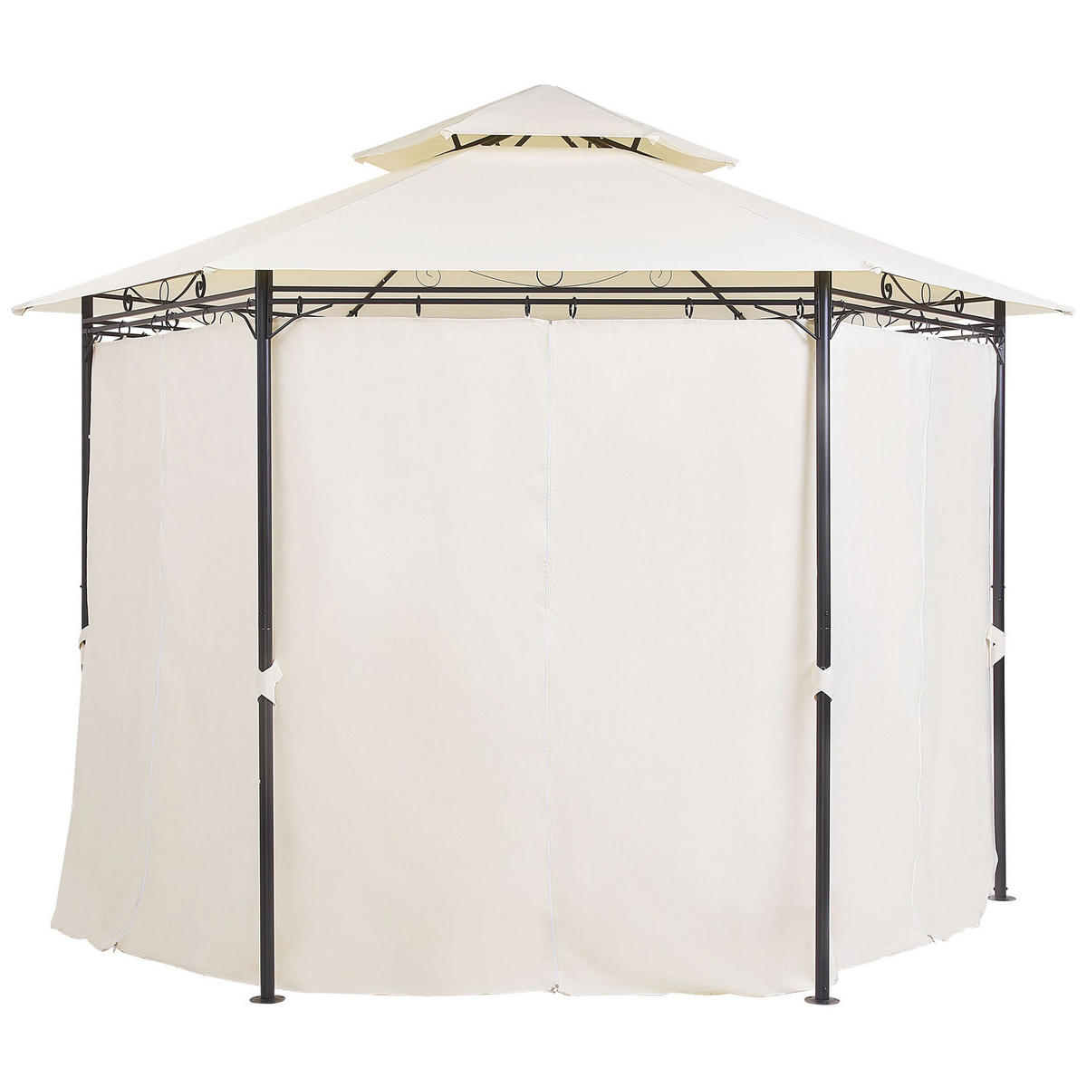 PAVILLON Stahl beige/schwarz 350 cm Portel - Beige/Schwarz, Metall (350/270/350cm) - Beliani