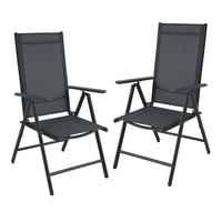 GARTENSTUHL Aluminium (2er Set) - Schwarz, Metall (55/108/68cm) - SVITA