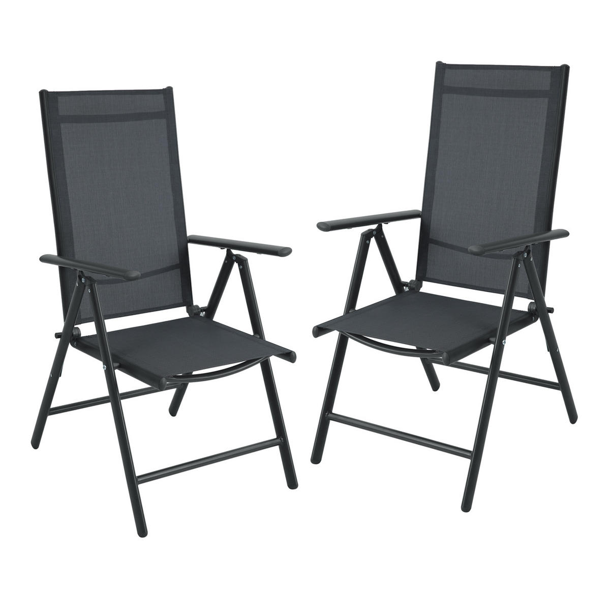 GARTENSTUHL Aluminium (2er Set) - Schwarz, Metall (55/108/68cm) - SVITA