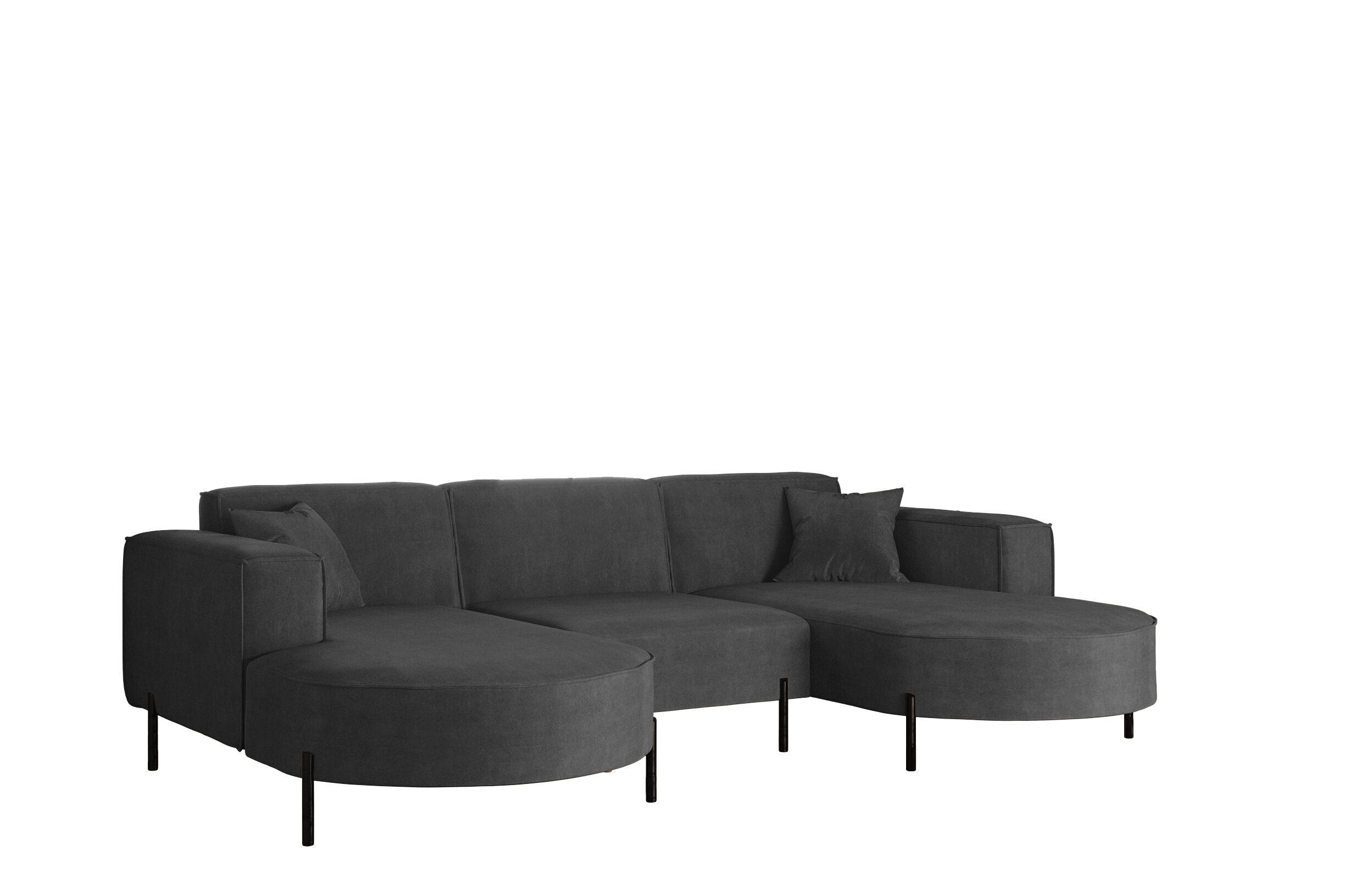 ECKSOFA U-Form Designer Modena Rein Stoff Noel Dunkelgrau - Dunkelgrau, Holz (165/299cm) - Kaiser Möbel