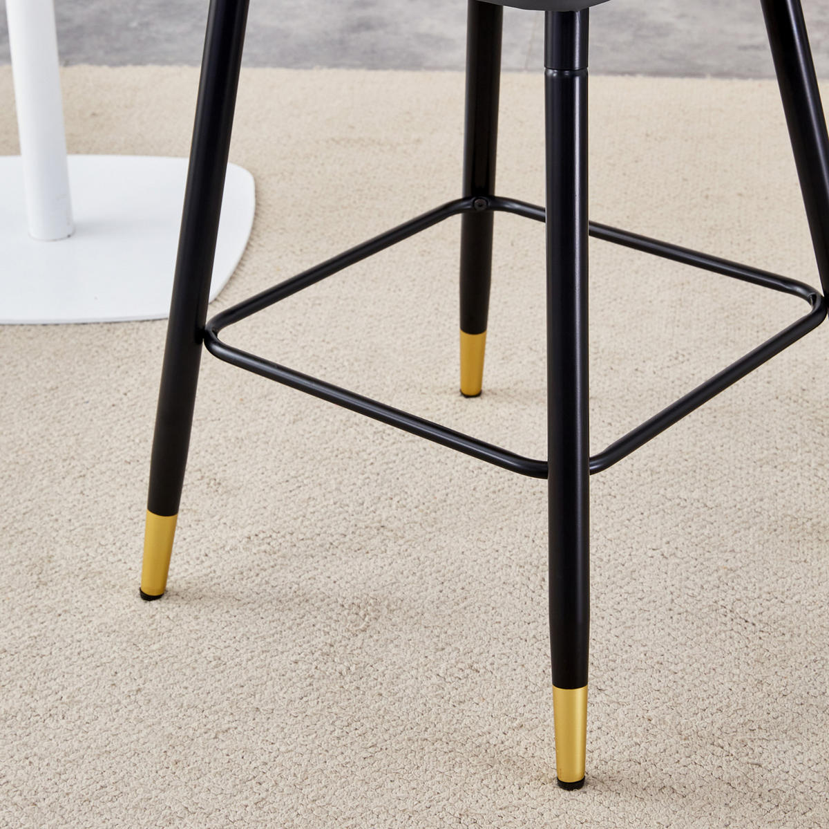 BARHOCKER 2er-Set 100 cm PU-Leder Weiß/Dunkelgrau Metallgestell - Dunkelgrau, Metall (45/100/42cm) - Meubliv