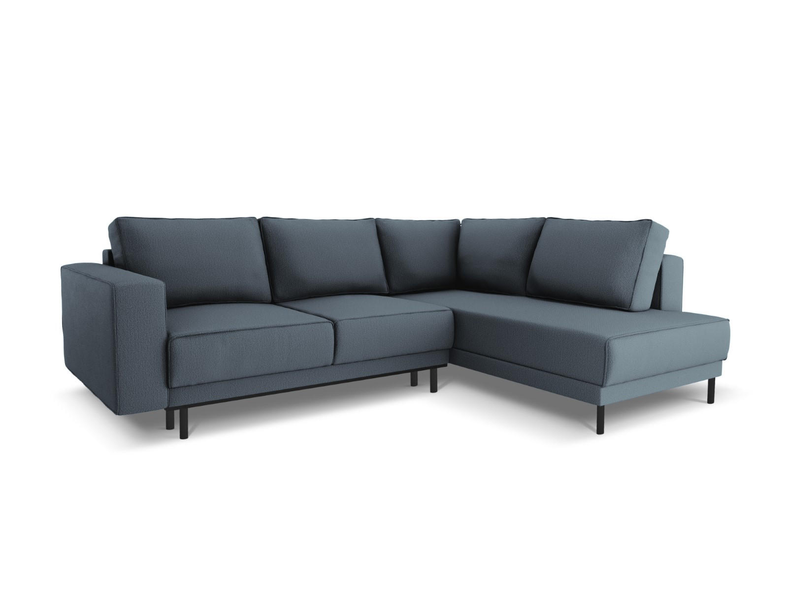 AUSKLAPPBARES-ECKSOFA rechts Caro aus strukturiertem Stoff blau 5 Sitzplätze - Blau, Textil (187/247cm) - Micadoni