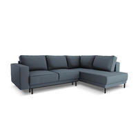 AUSKLAPPBARES-ECKSOFA rechts Caro aus strukturiertem Stoff blau 5 Sitzplätze - Blau, Textil (187/247cm) - Micadoni