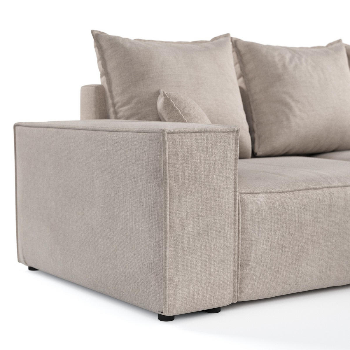 ECKSOFA SENSO mit Schlaffunktion Beige im Wind Stoff - Beige/Schwarz, Holz/Holzwerkstoff (255/148cm) - AltaBeds