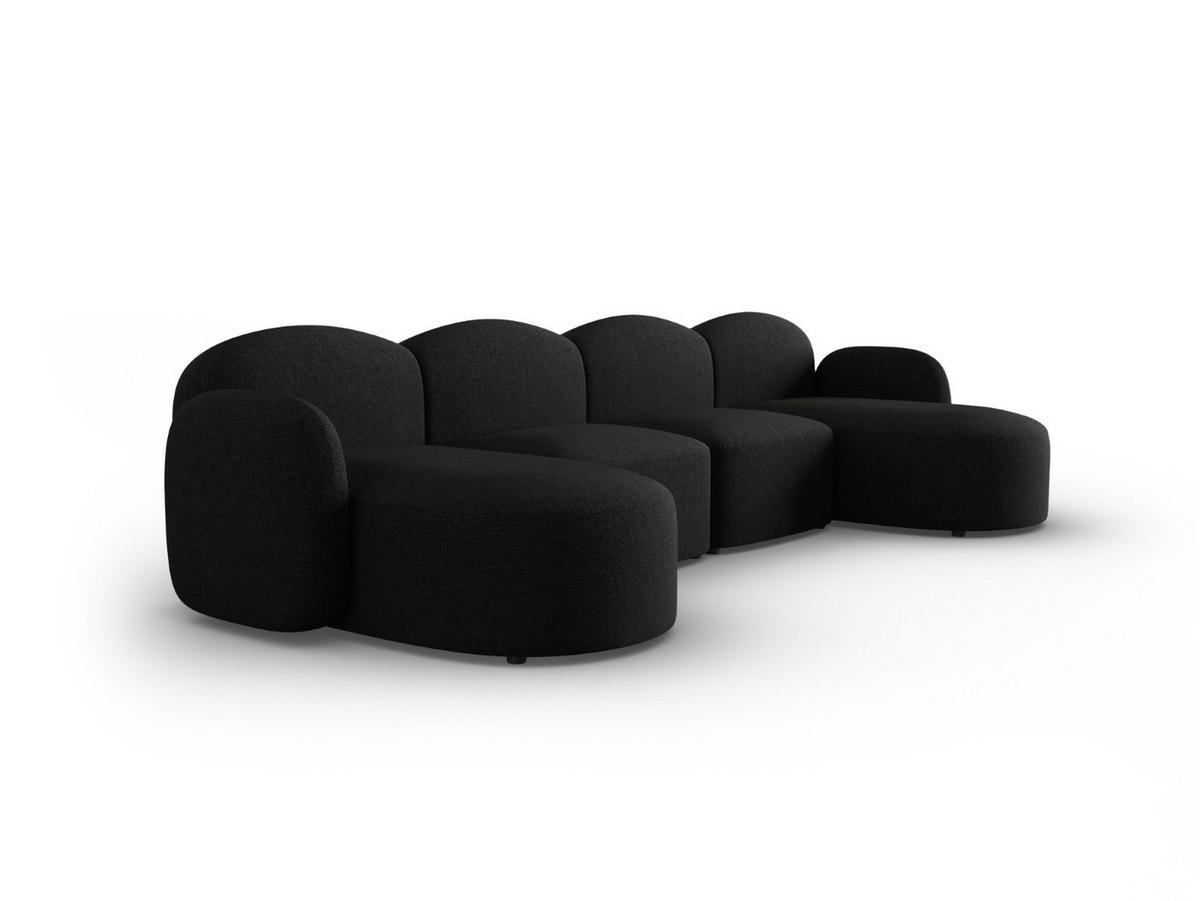 PANORAMASOFA Blair aus Chenille-Stoff mischung schwarz 6 Sitzplätze - Schwarz, Textil (155/80/350cm) - Micadoni