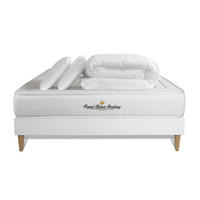 BETT Lancaster Taschenfederkern und Memory-Schaum 160 x 200 cm h3 - Kit Bettgestell Weiß - Mit Kissen und Bettdecke - Beige/Weiß, Karton/Holz (160/200cm) - ROYAL PALACE BEDDING