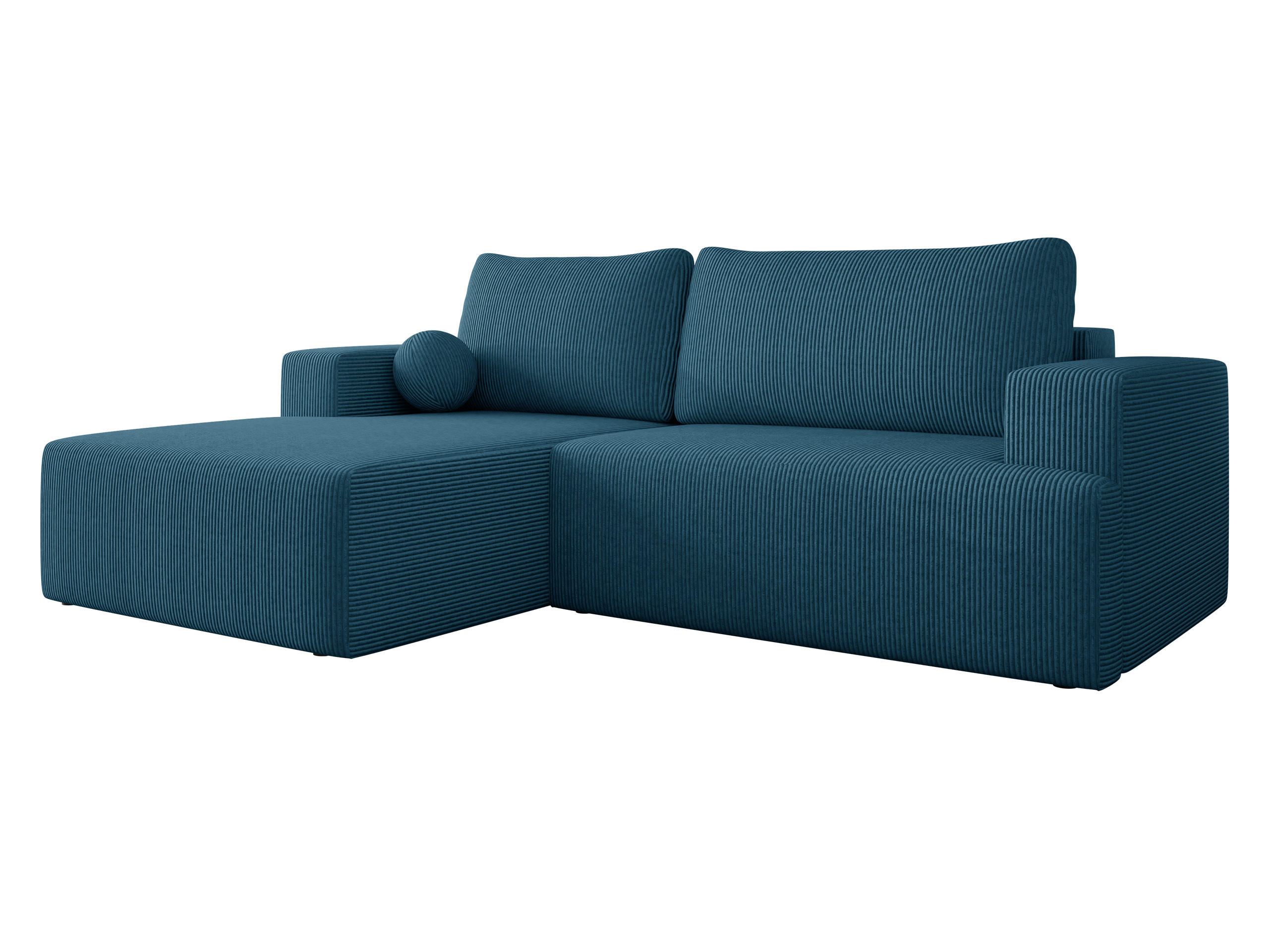 ECKSOFA Mivo Cord, Seite: Links - Blau/Schwarz, Holz/Kunststoff (266/163cm) - MIRJAN24