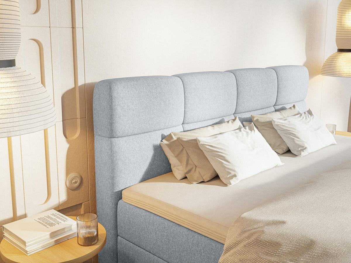 BOXSPRINGBETT ALZEA 160x200 cm, Silber - Silberfarben, Textil (160/200cm) - Fedve