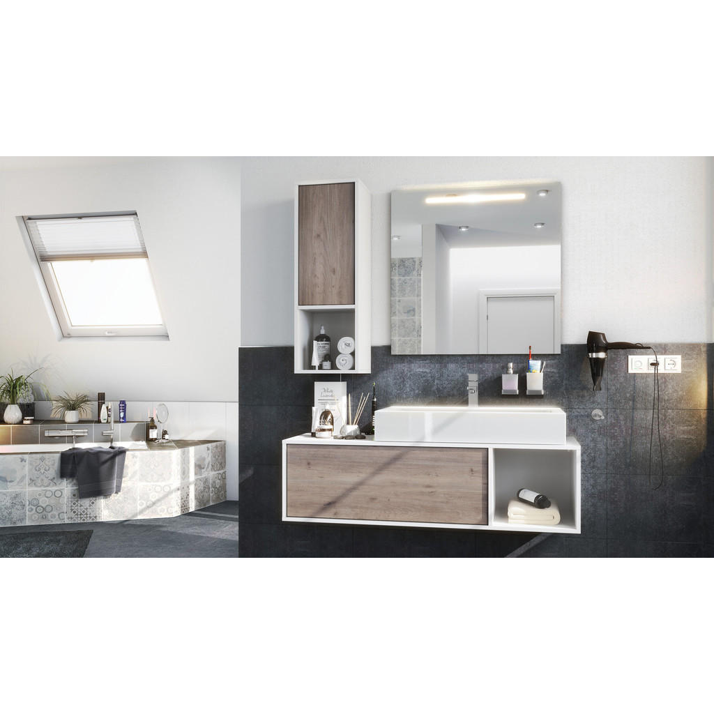 Thumbnail - Vladon Badmöbelset, Silbereichen, Holzwerkstoff, 126.5x190x46 cm, Badezimmer, Badmöbelsets & Badmöbelserien, Badmöbel-Se...
