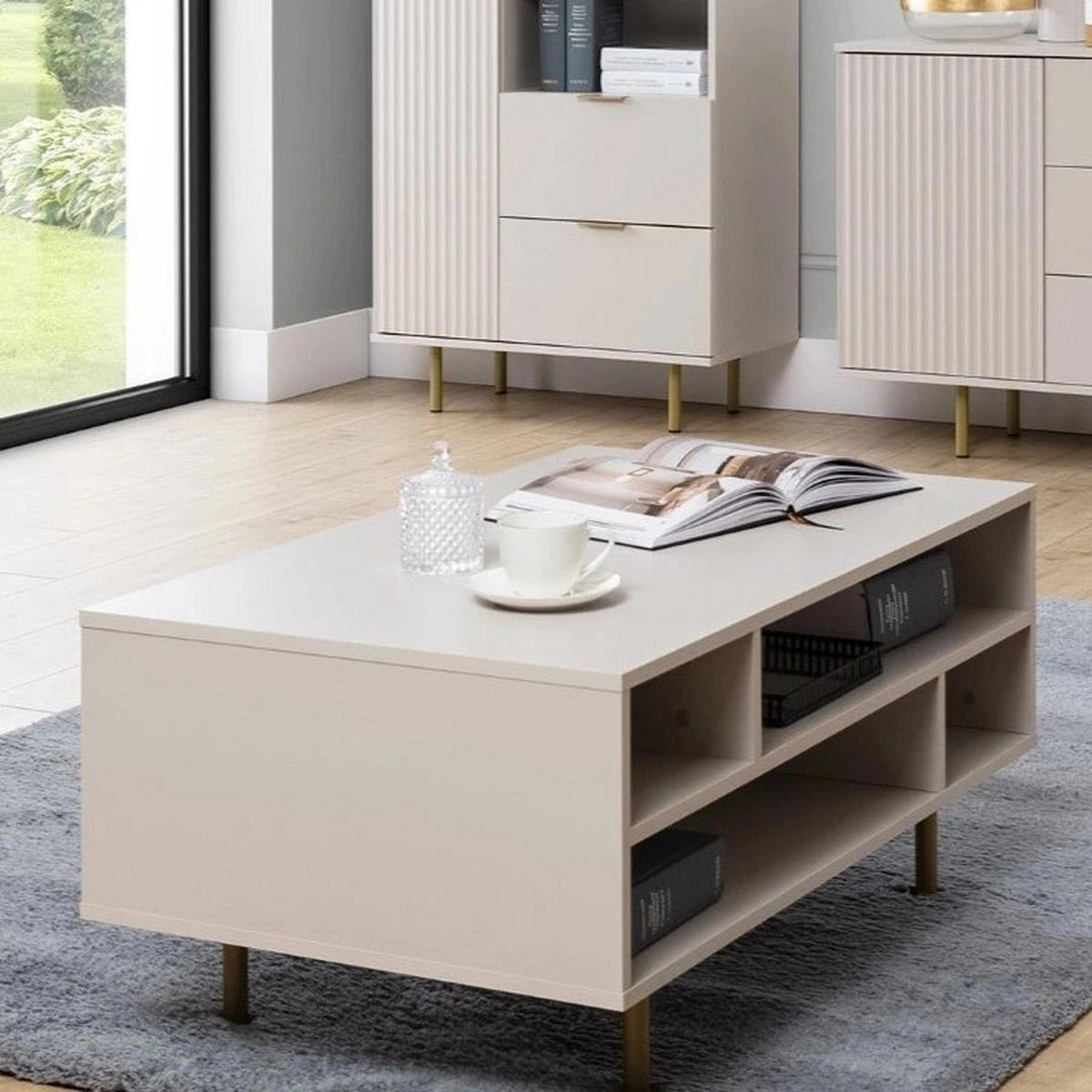 COUCHTISCH Nubia 100 x 60 Kaschmir - Kaschmir/Goldfarben, Holzwerkstoff/Metall (60/100/45cm) - Ravio