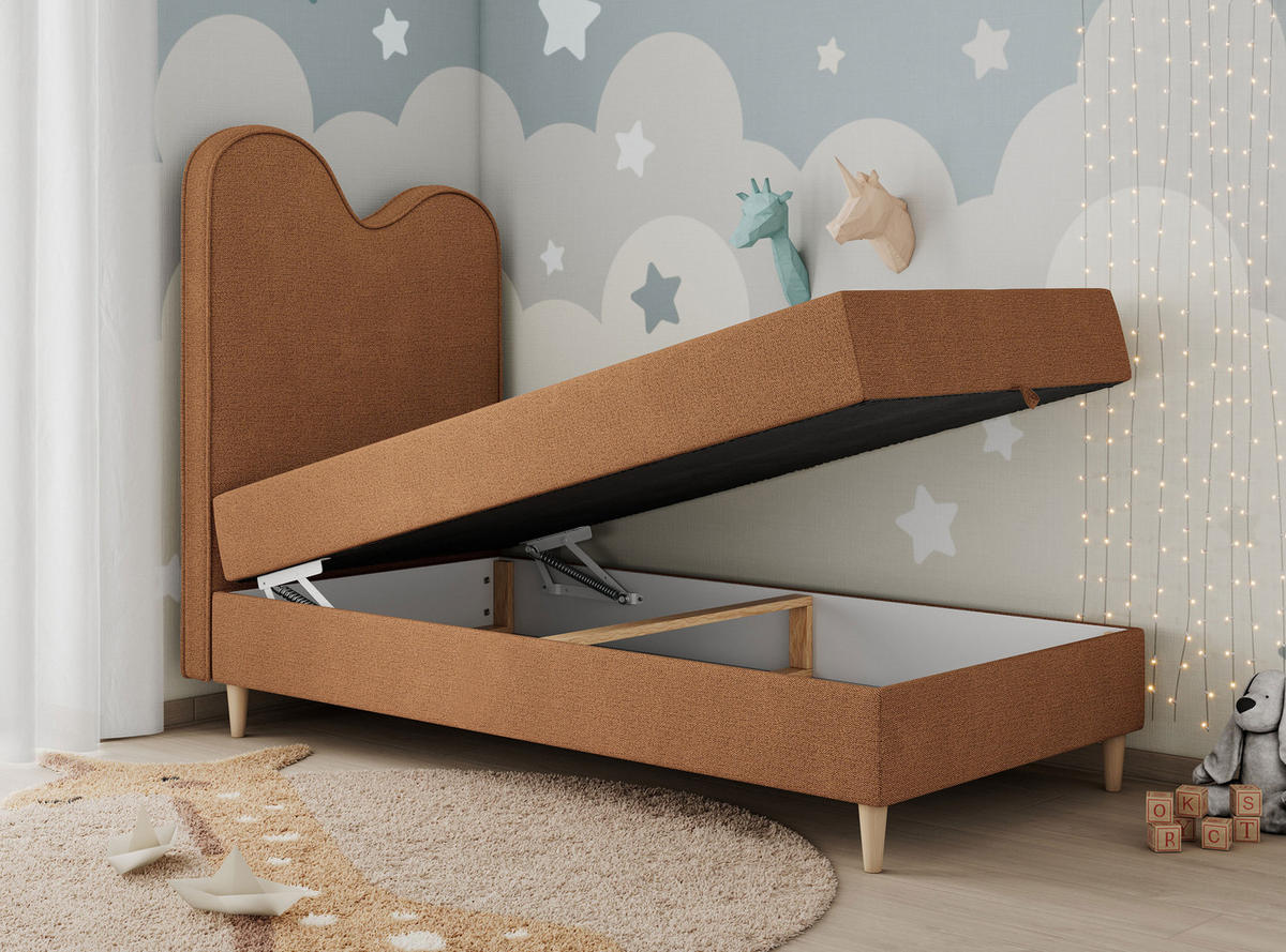 BOXBETT FLOW 90/180 Orange Struktur - H3 - Orange, Holz/Textil (90/180cm) - MKS