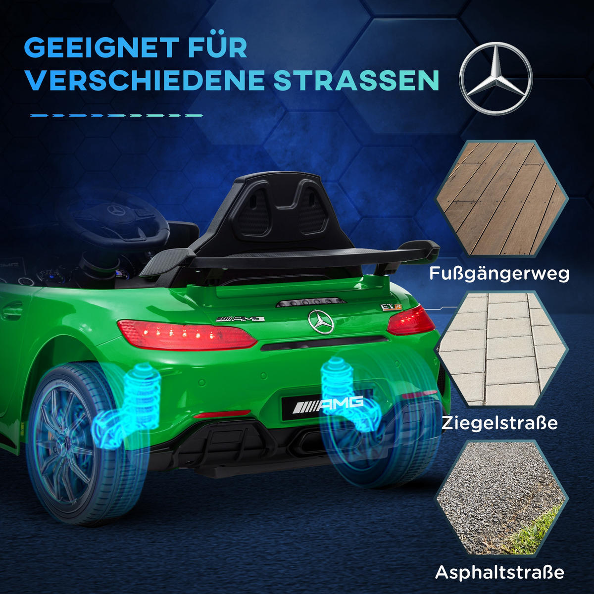 ELEKTRO-KINDERAUTO DE-06215 Mercedes-AMG lizenziert mit Fernbedienung Grün - Grün, Kunststoff/Metall (108/67/46cm) - ComfortXL