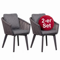 GARTENSTÜHLE 2er Set Cadiz - Grau, Metall (63/78/58cm) - Mr. Deko