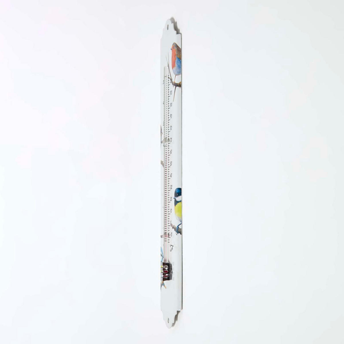 INNEN- & Außenthermometer weiß mit Vogelmotiv - Weiß, Metall (6.3/29.5/29.5cm) - Homescapes