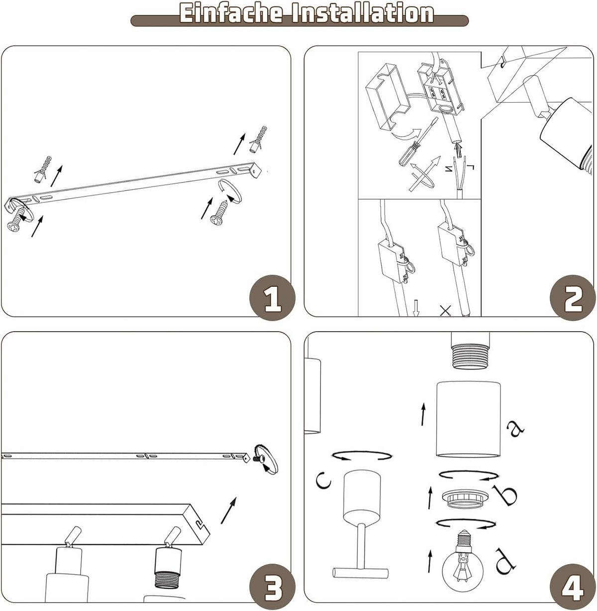 DECKENSTRAHLER Funkelbert 19/15/41 cm - Schwarz, Metall (41/19/15cm) - ZMH