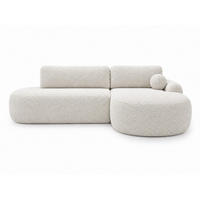 ECKSOFA Aurio O Bouclé-Stoff Weiß Rechts - Weiß, Holz/Textil (177/271cm) - Graingold