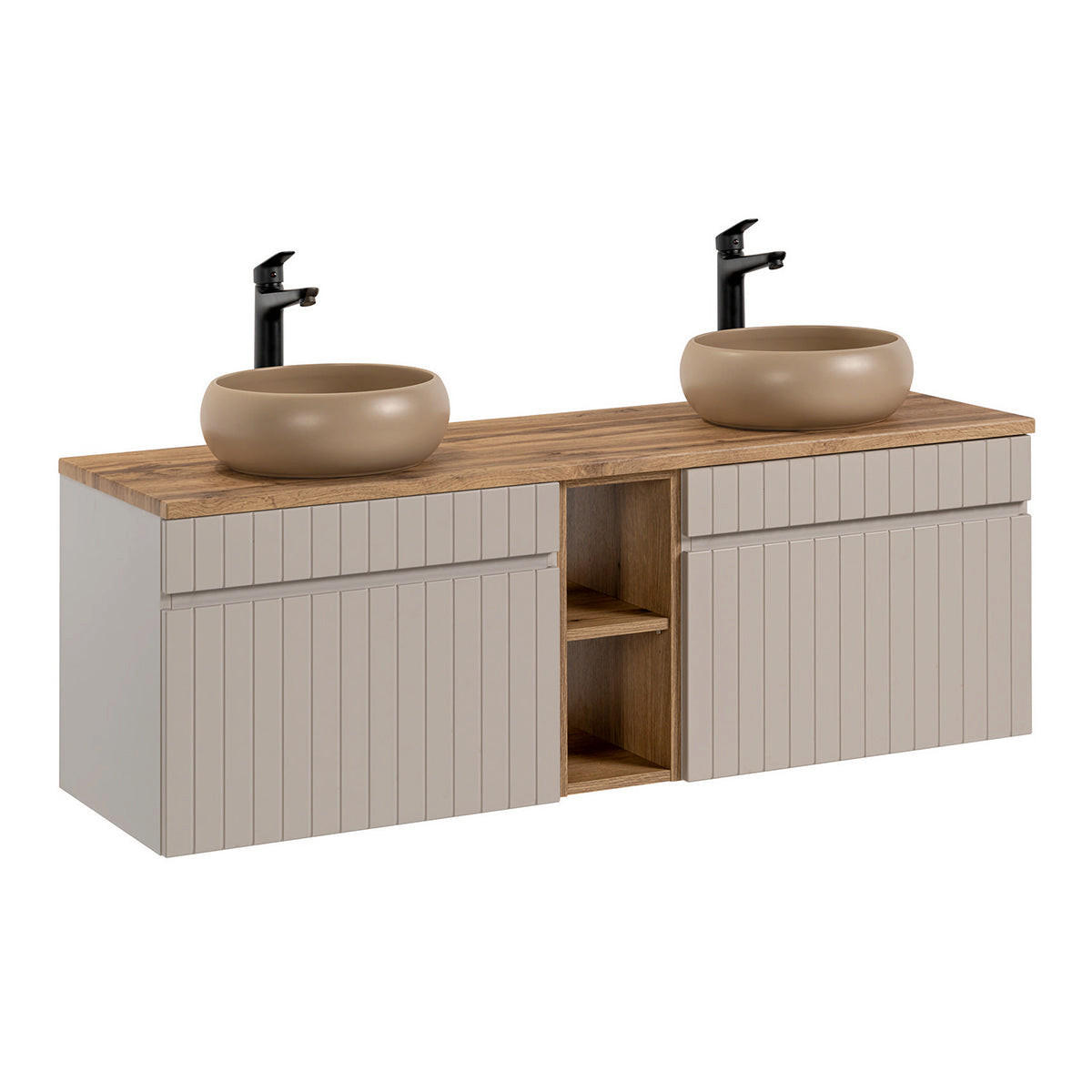 DOPPELWASCHTISCH 140.4cm Zelie Kaschmir - Beige, Holzwerkstoff (140.4/48/46cm) - Petits-meubles