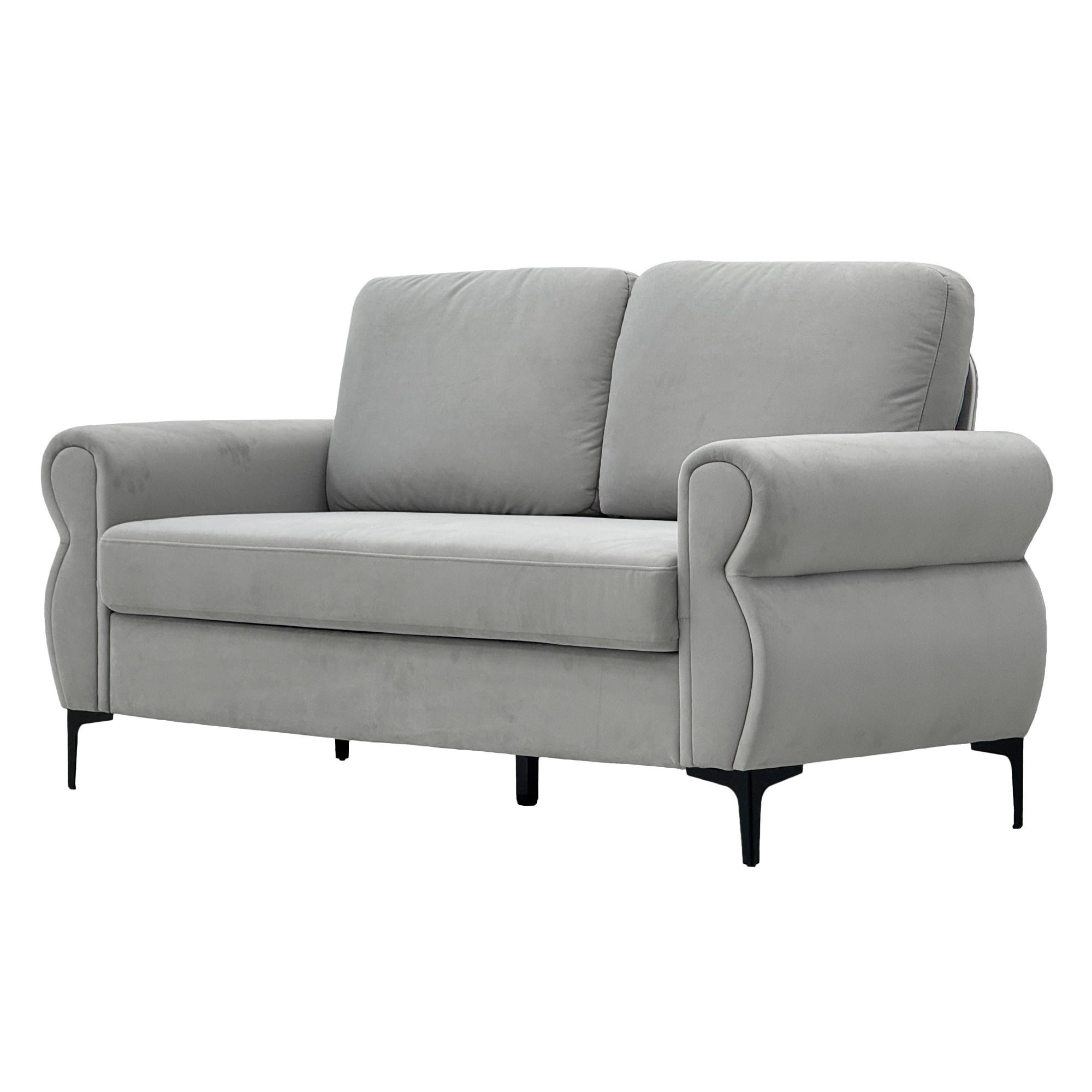 2-SITZER-SOFA DE-35060 mit Federkern Hellgrau - Hellgrau, Metall (81/92/173.5cm) - ComfortXL