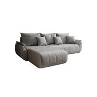 ECKSOFA Mit Schlaffunktion Und Bettkasten TOKYO, Stoff MONOLITH, Hellgrau, Links - Hellgrau, Holz (280/190cm) - Kaiser Möbel