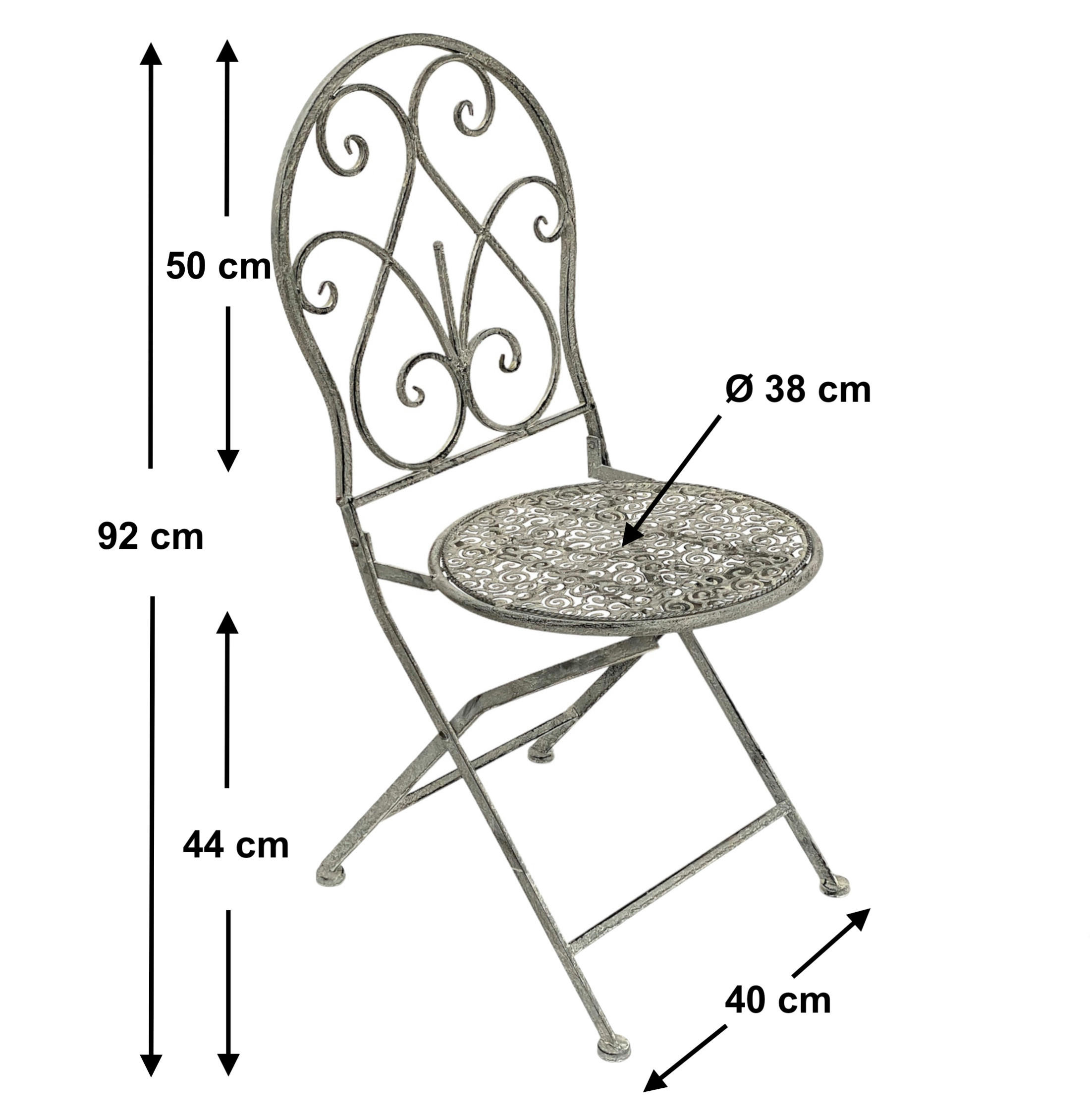 GARTENSTUHL Metall Grau Weiß 96127 - Grau, Metall (40/92/14cm) - DanDiBo