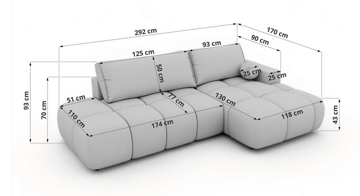 ECKSOFA LORAN L Braun Velvet - Links - Schwarz/Braun, Kunststoff/Textil (170/292cm) - MKS