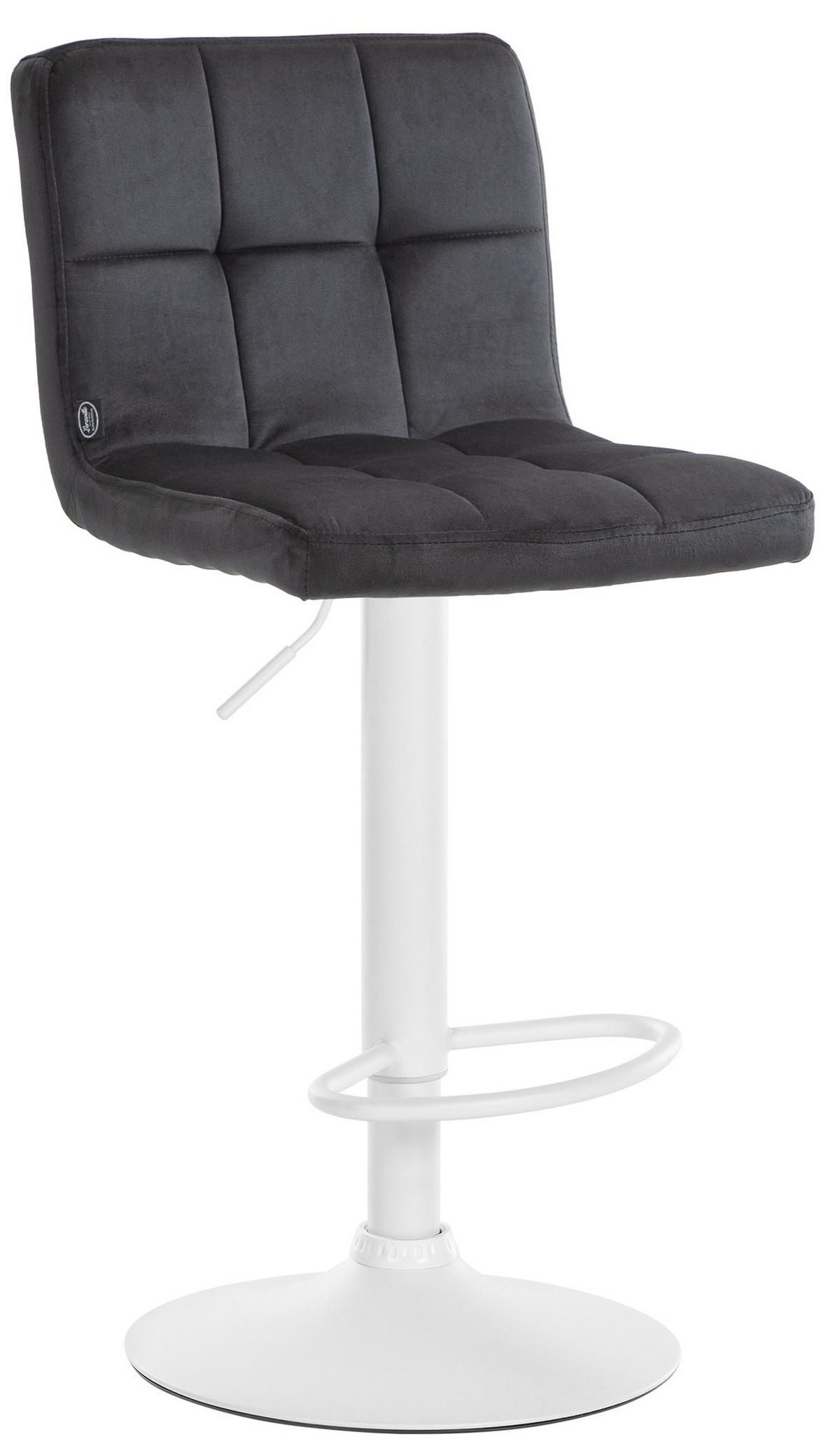 BARHOCKER Peran Samt weiß schwarz - Chromfarben/Schwarz, Textil/Metall (46/114/47cm) - TPFLiving