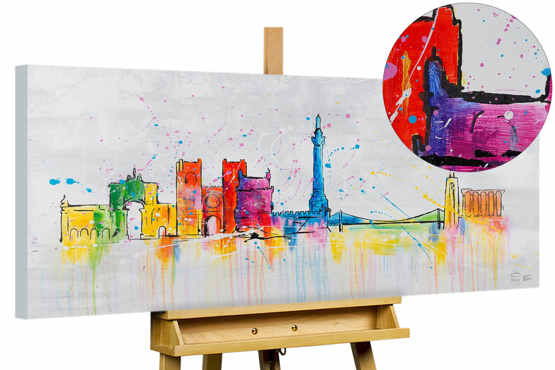 KUNSTLOFT RUČNĚ MALOVANÝ AKRYLOVÝ OBRAZ ŠEDÝ, 120/60 CM