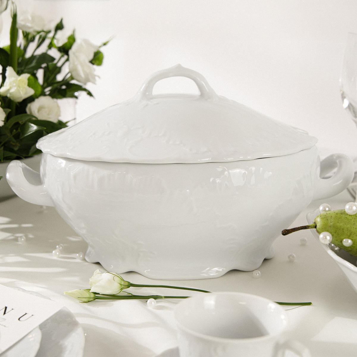 TAFELSERVICE Cmielow Rococo 25-tlg - Weiß, Keramik (25/2/25cm) - KONSIMO®