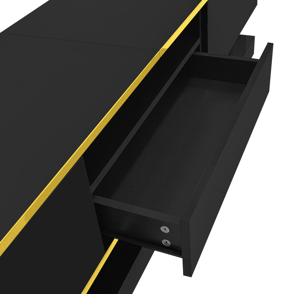 LOWBOARD 180/38/45 cm aus Holzwerkstoff mit LED-Beleuchtung Schwarz/Gold - Schwarz, Holzwerkstoff (180/45/38cm) - Modenvie