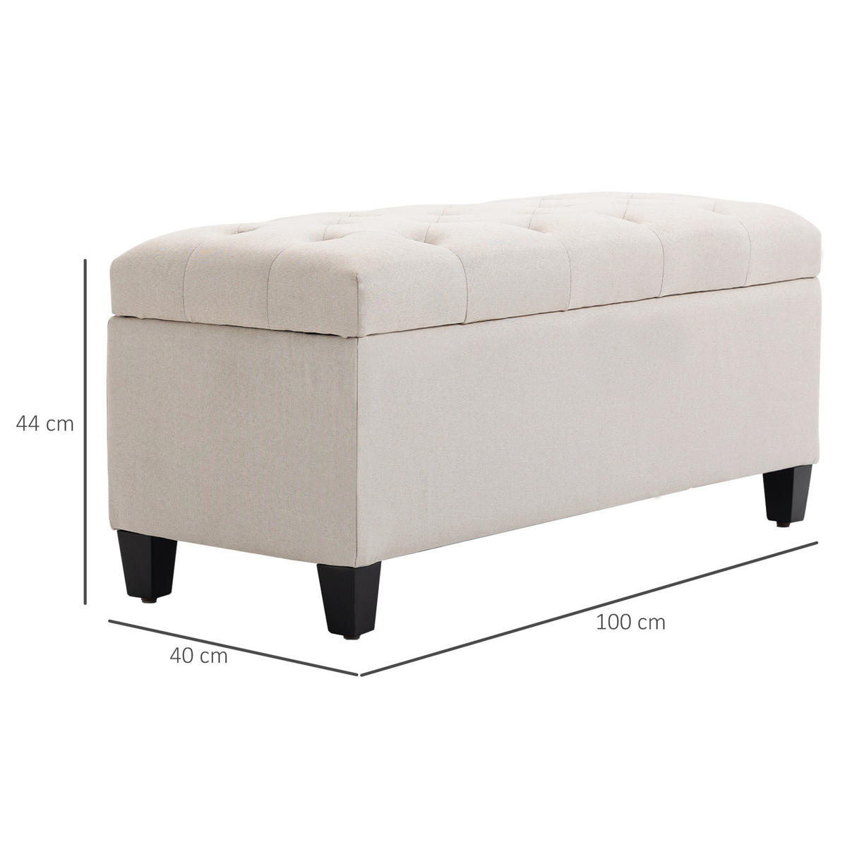SITZBANK, Polsterbank, Cremeweiß - Creme, Kunststoff (40/44/100cm) - HOMCOM