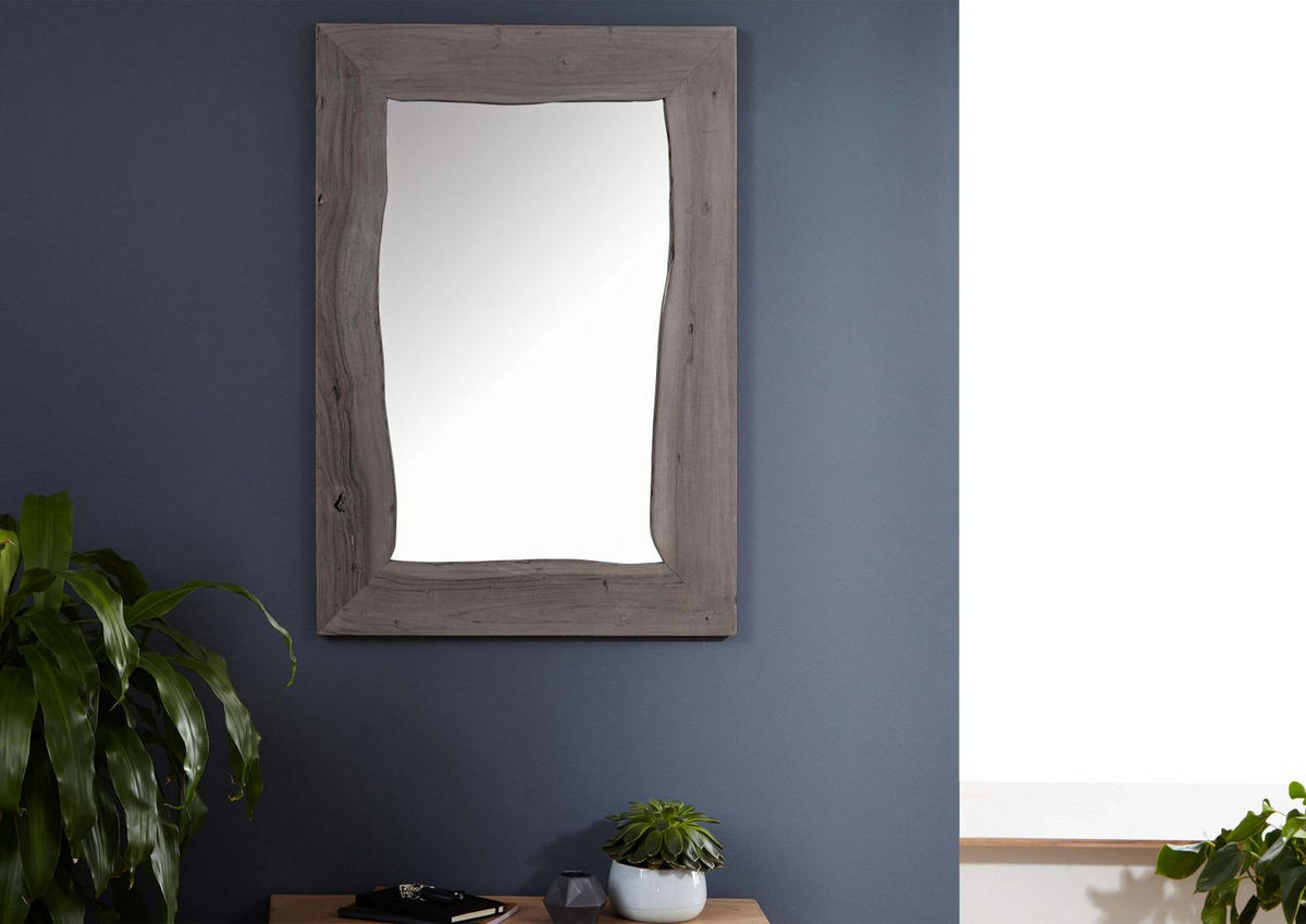 SPIEGEL Akazie 100x3x70 grau lackiert PURE ACACIA #913 - Grau, Holz (100/70/3cm) - Massivmoebel24