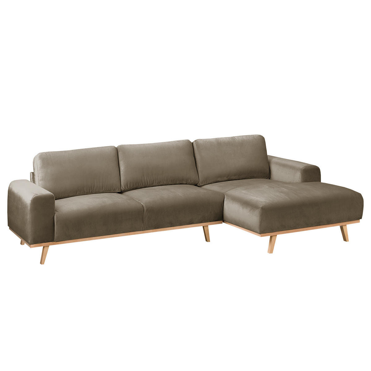 ECKSOFA - Samt - Cappuccino, Textil (286/152cm) - home24