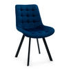 STUHL TORI gepolsterter mit Steppung - dunkelblau - Samt Velour - Blau/Schwarz, Textil/Metall (53/86/60cm) - NEW HOME
