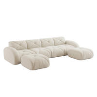 4-SITZER Sofa 358x171x76 cm Chenille Stoff rahmenlos modular mit 2 Hockern, weiß - Weiß, Textil (171/76/358cm) - Luhomfu