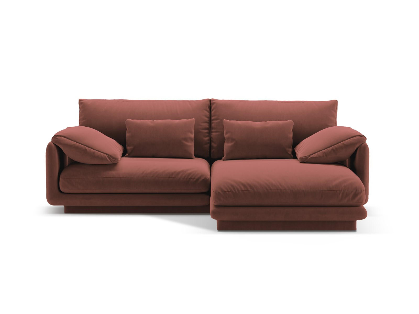 ECKSOFA rechts Torino aus Samt cuoio 3 Sitzplätze - Kastanienfarben, Textil (170/220cm) - Micadoni