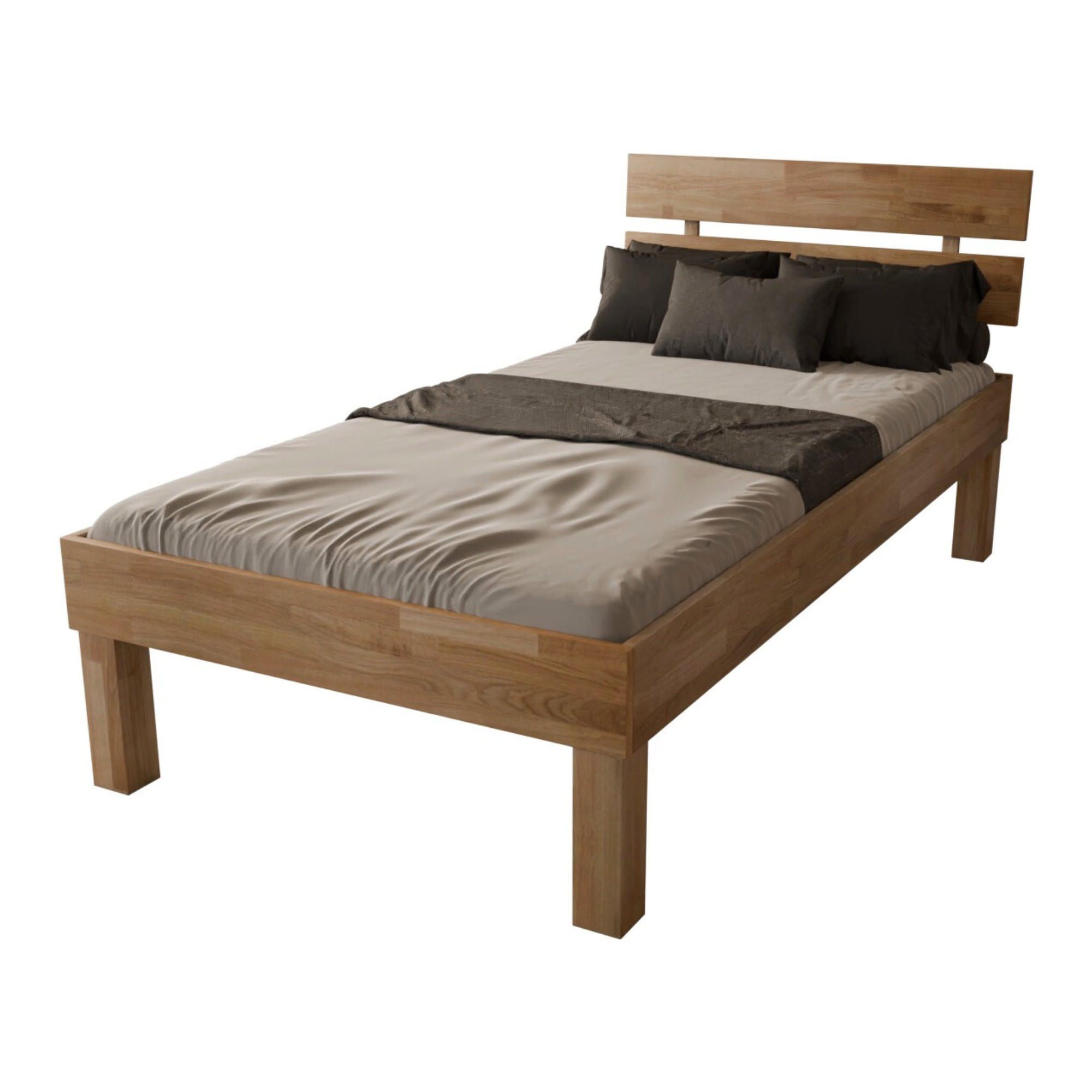 KOMFORTBETT 90/200 cm aus massiver Wildeiche - Braun, Holz (90/200cm) - MeinMassivholz