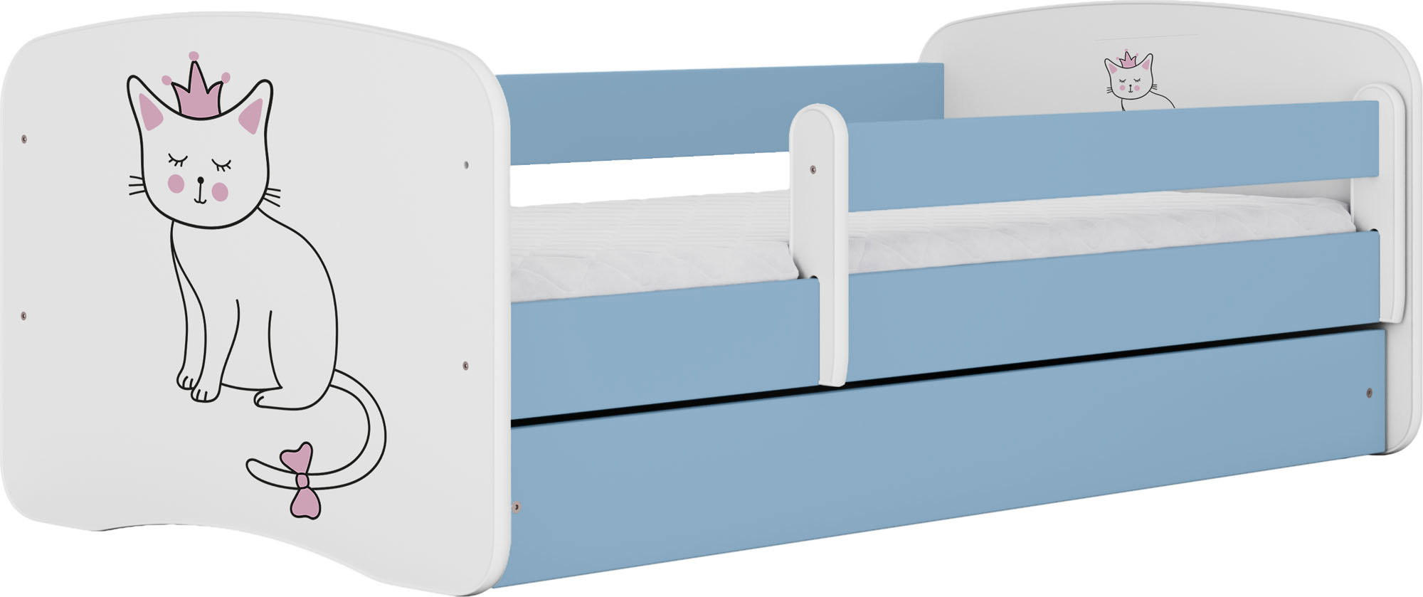 KINDERBETT Emily mit Schublade und Matratze, Blau 70x140 cm - Blau/Altrosa, Holzwerkstoff (140/70cm) - WFL GROUP