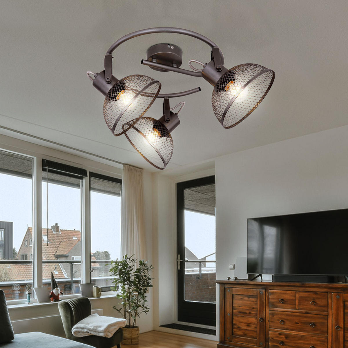 DECKENLEUCHTE MONIGA Metall Chrom Dunkel - Grau, Metall (30/30/20.6cm)