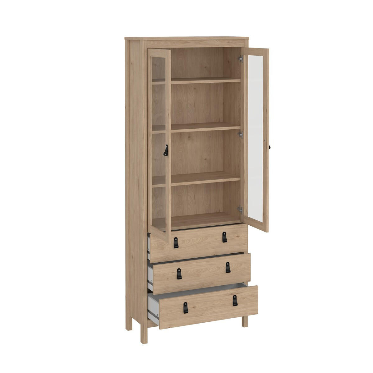 VITRINENSCHRANK, Madrid, Eiche, Holzwerkstoff, 79 x 33 x 199 cm - Eichefarben, Holzwerkstoff (79/199/33cm) - Calicosy