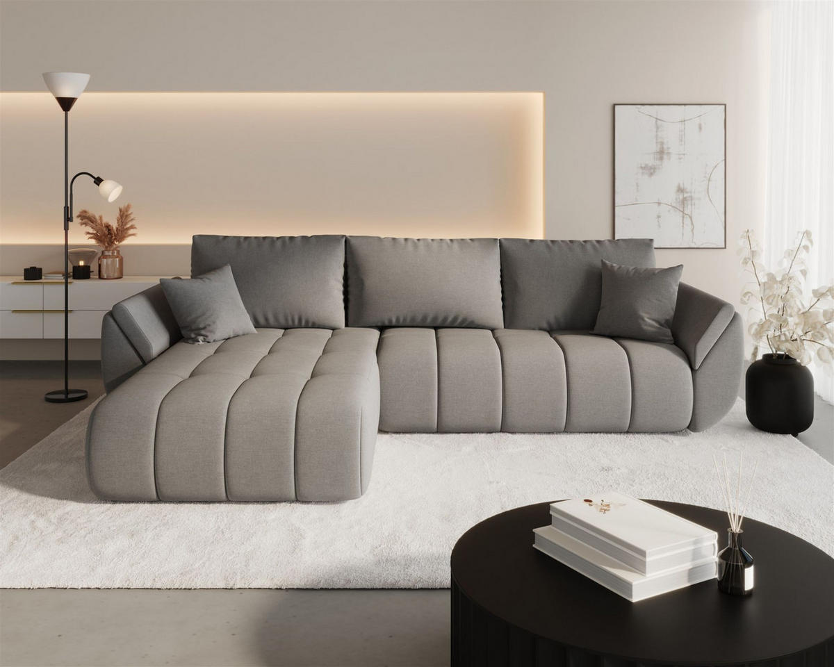 ECKSOFA Misato In Wind - Dunkelgrau, Holzwerkstoff/Textil (175/280cm) - Fun Möbel